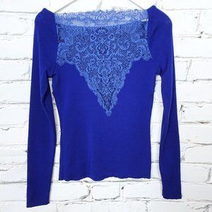 Valentino Indigo Lace 100% Virgin Wool Sweater